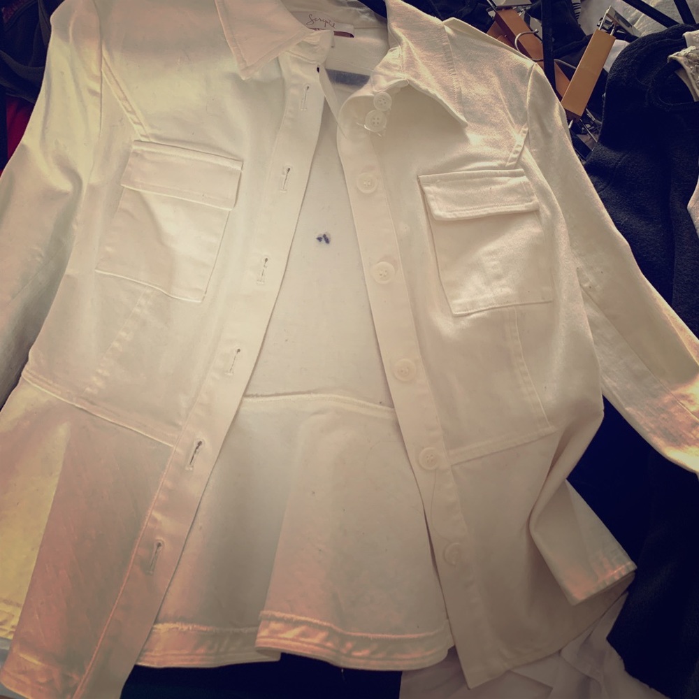 Scripted jean jacket new with tags